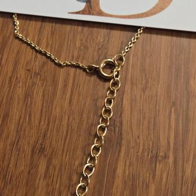 (2) Gold Tone Necklaces- B Pendant and Garnet Colored Stones Necklaces