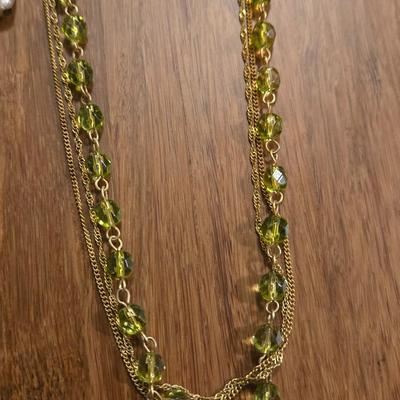 (2) Fashion Necklaces- Mother of Pearl and the other Green Beaded