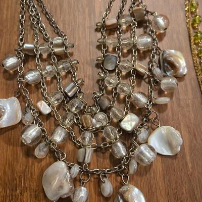 (2) Fashion Necklaces- Mother of Pearl and the other Green Beaded