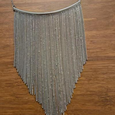 Silver Tone Fringe Necklace and Silver Tone Rings Necklace
