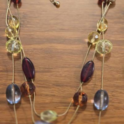 Multicolored Beaded Necklace and Glass Bead & Pendant Necklace
