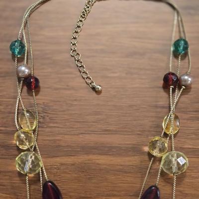 Multicolored Beaded Necklace and Glass Bead & Pendant Necklace