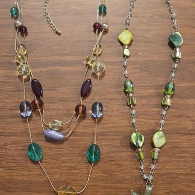 Multicolored Beaded Necklace and Glass Bead & Pendant Necklace