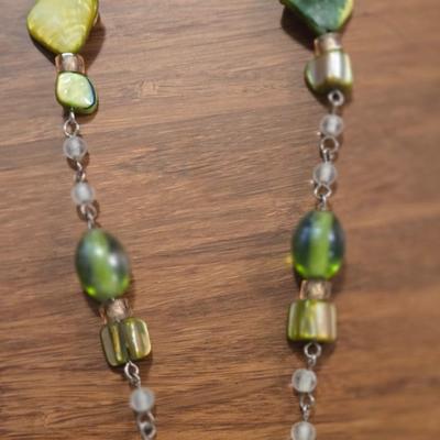 Multicolored Beaded Necklace and Glass Bead & Pendant Necklace