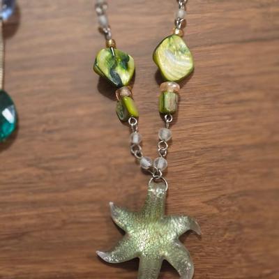 Multicolored Beaded Necklace and Glass Bead & Pendant Necklace