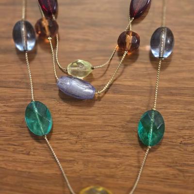Multicolored Beaded Necklace and Glass Bead & Pendant Necklace