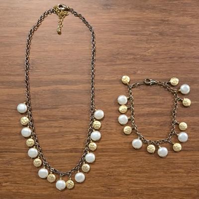 Gold and Silver Tone Necklace & Bracelet Set