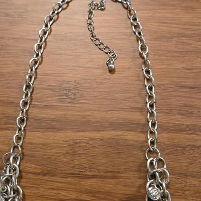 Chainmail Silver Tone & Faux Pearl Necklace and Clear Sting Faux Pearl Necklace