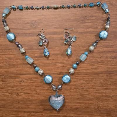 Glass Beads Necklace and Earrings Set