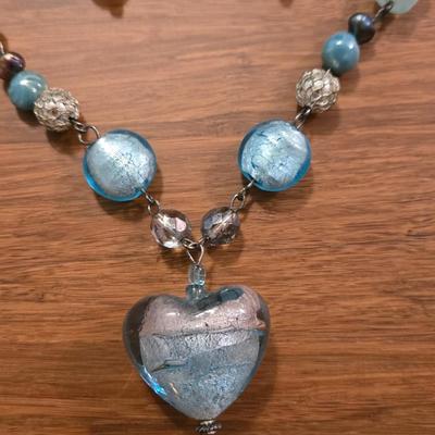 Glass Beads Necklace and Earrings Set
