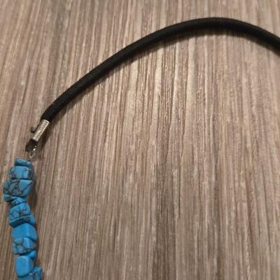 (2) Turquoise Necklaces with Black Stetchable Bands