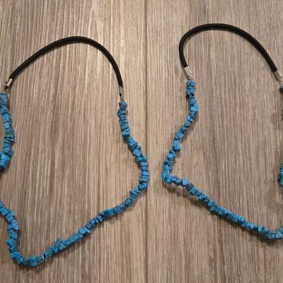 (2) Turquoise Necklaces with Black Stetchable Bands