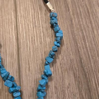 (2) Turquoise Necklaces with Black Stetchable Bands