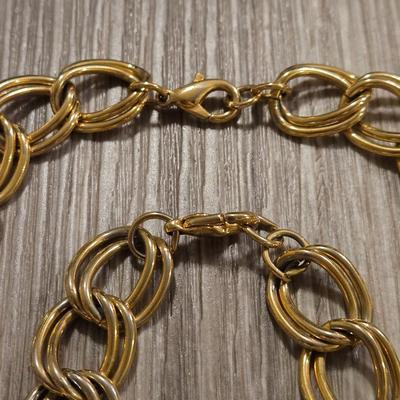 Gold Tone Necklace and Bracelet Set