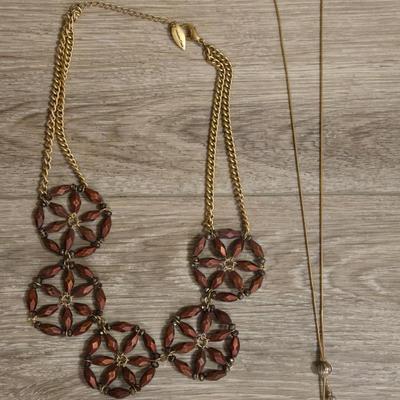 Gold Tone Necklaces- One is a Slider Necklaces and the other Bronze Beads