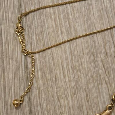 Gold Tone Necklaces- One is a Slider Necklaces and the other Bronze Beads
