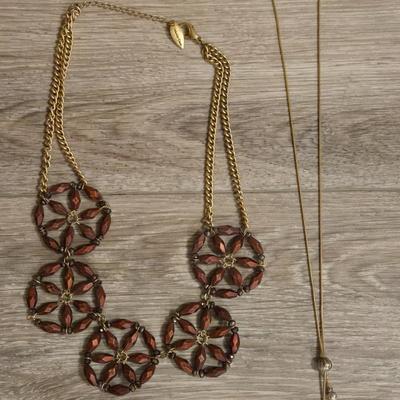 Gold Tone Necklaces- One is a Slider Necklaces and the other Bronze Beads