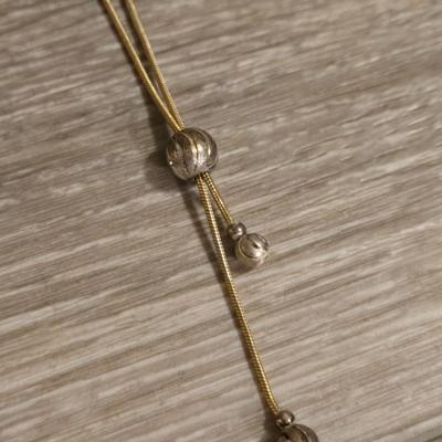 Gold Tone Necklaces- One is a Slider Necklaces and the other Bronze Beads