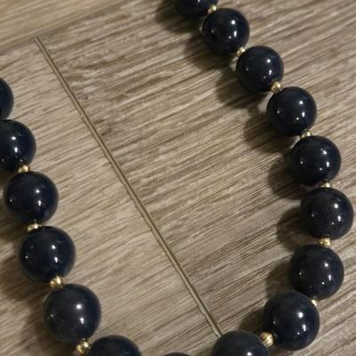 (2) Beaded Necklaces- One Black Beads and the other Amber Colored Beads