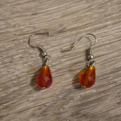 Silver Tone and Red Beaded Necklace and Earrings