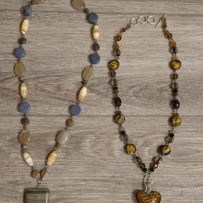 (2) Stone and Glass Beaded Necklaces