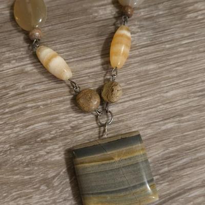 (2) Stone and Glass Beaded Necklaces