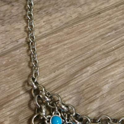 Silver Tone and Turquoise Necklace and Glass Beaded Necklace