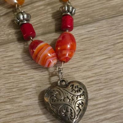Silver Tone and Turquoise Necklace and Glass Beaded Necklace