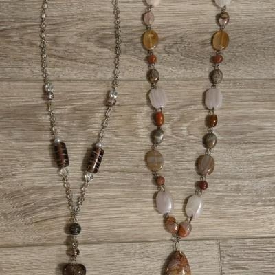 (2) Stone and Glass Beaded Necklaces