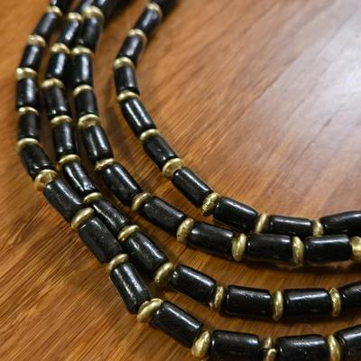 Black and Brass Bead Necklace