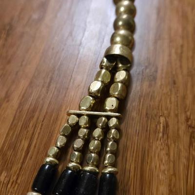 Black and Brass Bead Necklace