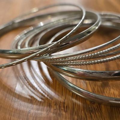 Silver Tone Bangle Bracelets