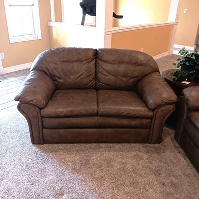 BENCHCRAFT FAUX LEATHER LOVESEAT
