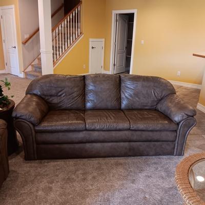 BENCHCRAFT FAUX LEATHER SOFA