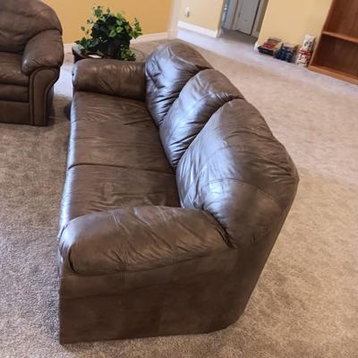 BENCHCRAFT FAUX LEATHER SOFA