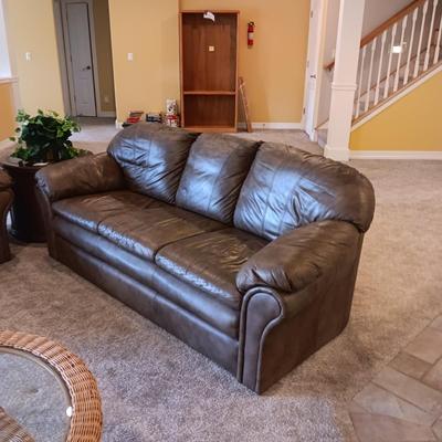 BENCHCRAFT FAUX LEATHER SOFA
