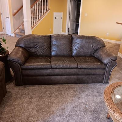 BENCHCRAFT FAUX LEATHER SOFA