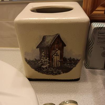 OUTHOUSE BATHROOM DECOR AND SOME TOILETRIES