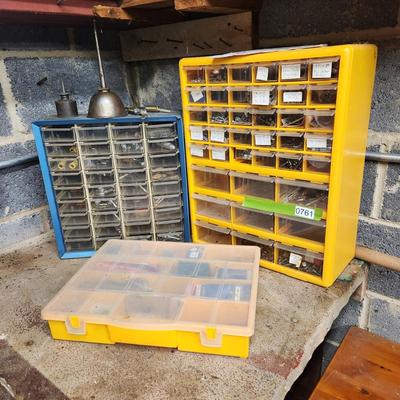 3 Hardware Storage Organizers Includes contents + 2 Oil Cans