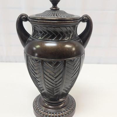 Large Cast Metal Urn With Lid