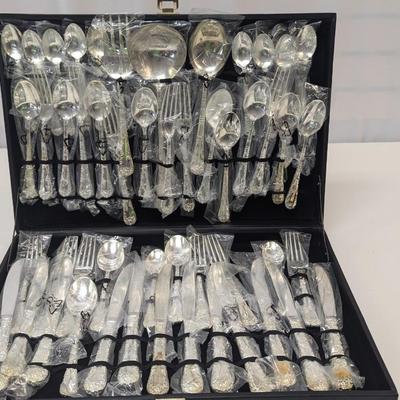 Silver Plated Flatware with Storage Box - Approx 50 Pieces