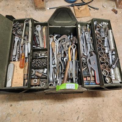 Vintage Tool Box on Casters Loaded Bonney Craftsman Plumb Stanley Billings and others