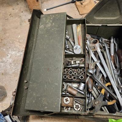 Vintage Tool Box on Casters Loaded Bonney Craftsman Plumb Stanley Billings and others