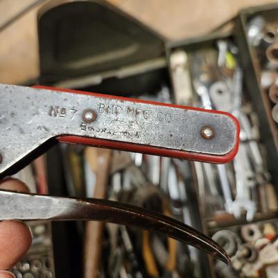 Vintage Tool Box on Casters Loaded Bonney Craftsman Plumb Stanley Billings and others