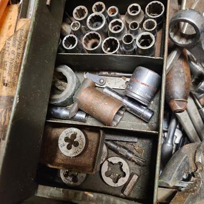 Vintage Tool Box on Casters Loaded Bonney Craftsman Plumb Stanley Billings and others