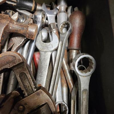 Vintage Tool Box on Casters Loaded Bonney Craftsman Plumb Stanley Billings and others