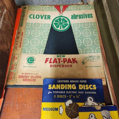 Large Lot Sandpaper w Storage Shelf