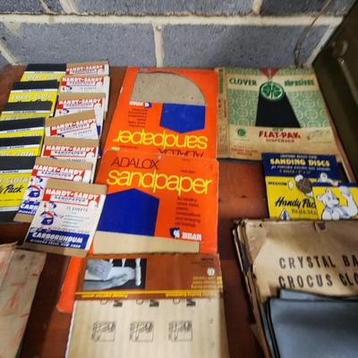 Large Lot Sandpaper w Storage Shelf