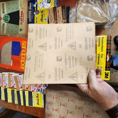 Large Lot Sandpaper w Storage Shelf
