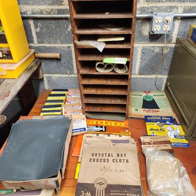 Large Lot Sandpaper w Storage Shelf